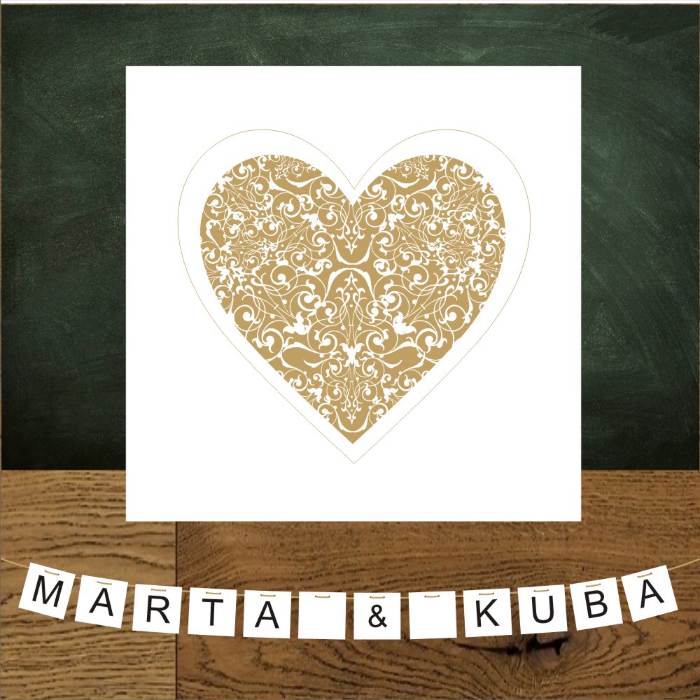 Banery ślubne - Serce złote