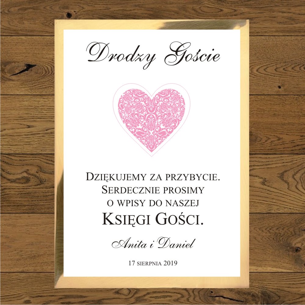 Instrukcja do księgi gości - Serce złote - zloty mirror