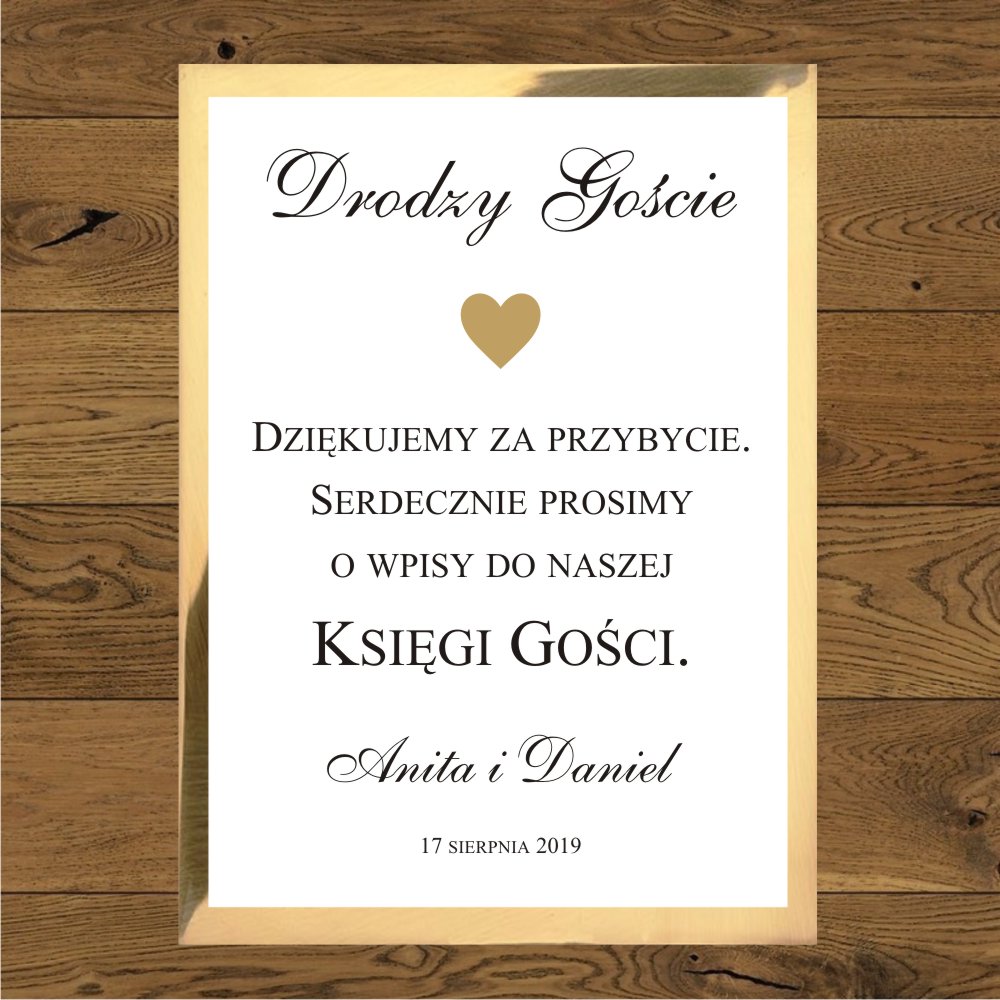 Instrukcja do księgi gości - Serduszko złote mini