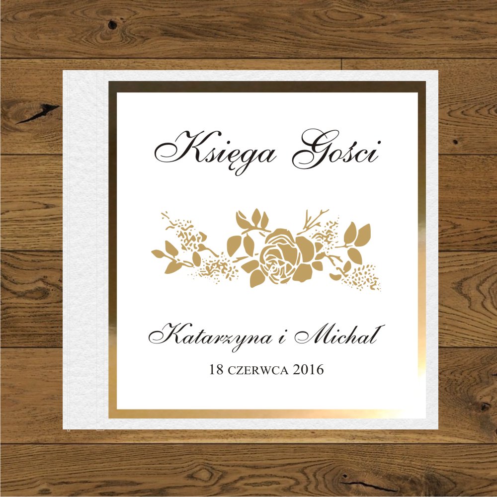 Księgi Gości - twarda oprawa - Roze złote - papier biały i zloty mirror