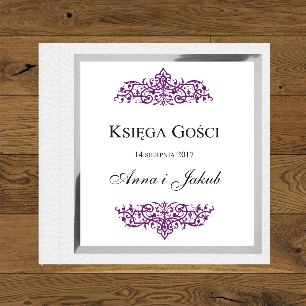 Księgi Gości - twarda oprawa - Oliwia fiolet - papier biały