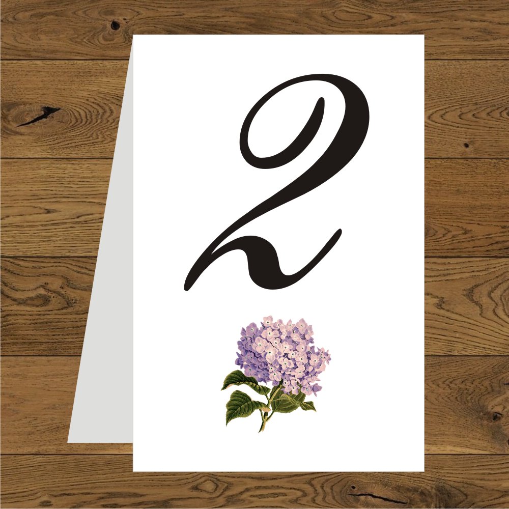 Numerki - Hortensje różowe i złote serce. Numerki na stół z różową hortensją