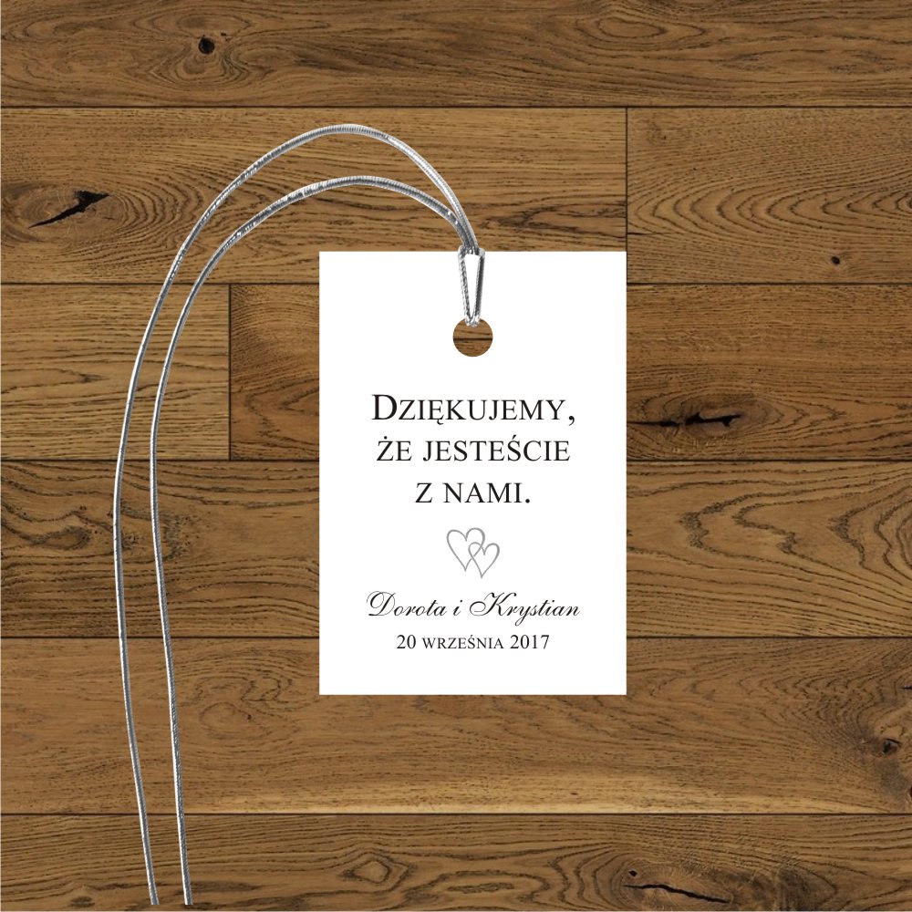 Zawieszki do prezencików - Minimalistyczne dwa małe serduszka srebrne