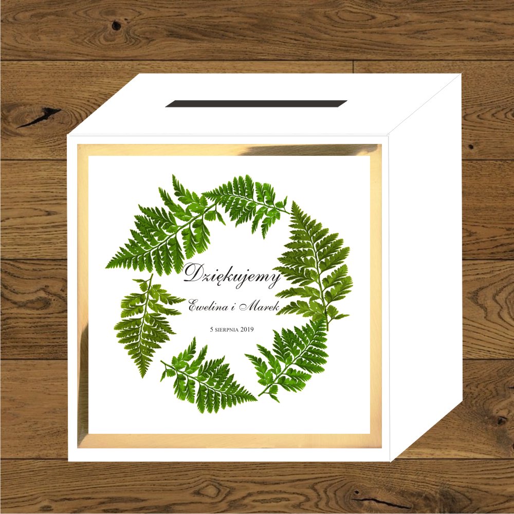 Front do pudełek na koperty - Paprotka wianek mirror złoty