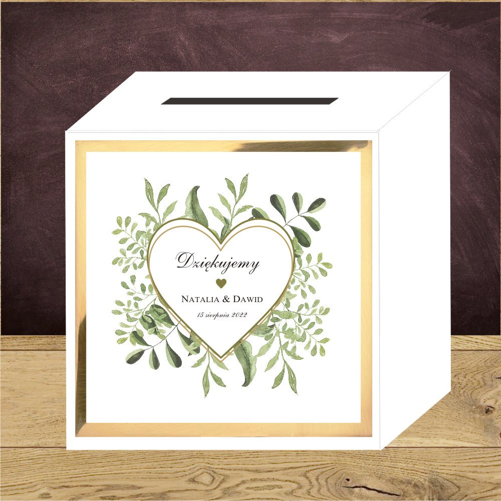 Front do pudełek na koperty - Front do pudełek na koperty  Zielone listki i serduszko mini. Gałazki i serce