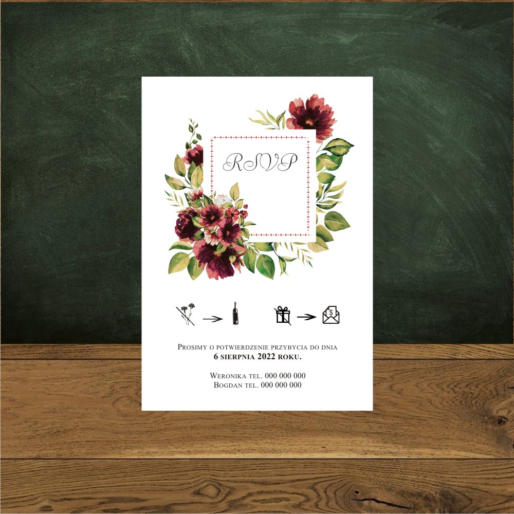 Wkładki - Wkładki - Kwiaty bordo i gałazki