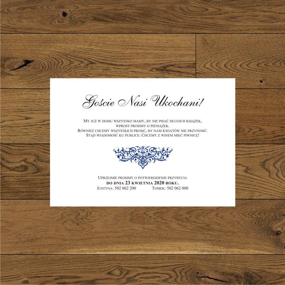 Wkładki - Olivia granat - papier biały