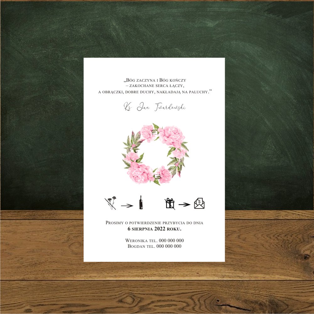 Wkładki - Piwonie różowy romantyczny różowy