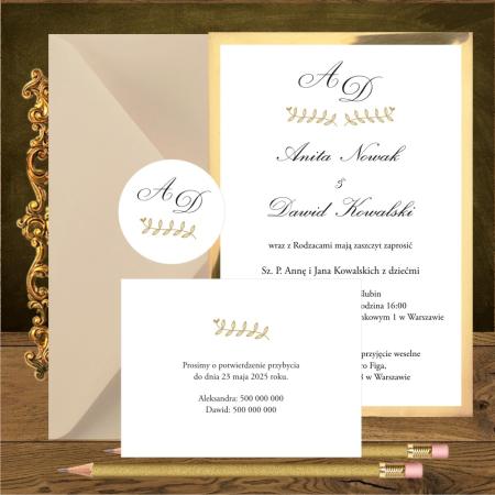 Zaproszenia jednostronne Dwie zlote gałązki