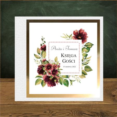 Księga Gości- Kwiaty bordo i gałązki