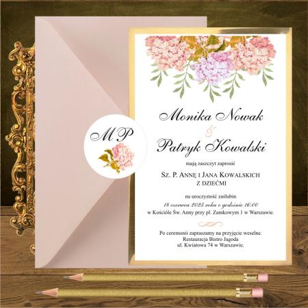 Zaproszenia jednostronne Pudrowe kwiaty