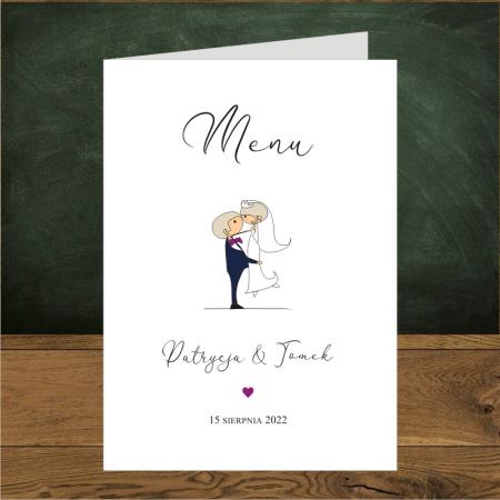 Menu otwierane weselne, Para Młoda na wesoło z humorem