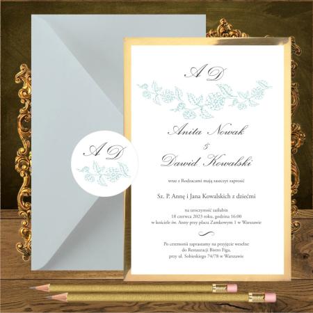 Zaproszenia jesnostronne Niebieska girlanda