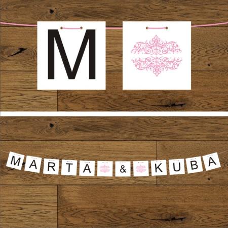 Olivia pudrowy róż - papier biały - wstążka pudrowy róż