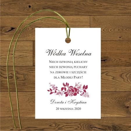 Zawieszki na wódkę weselną . Róże bordo