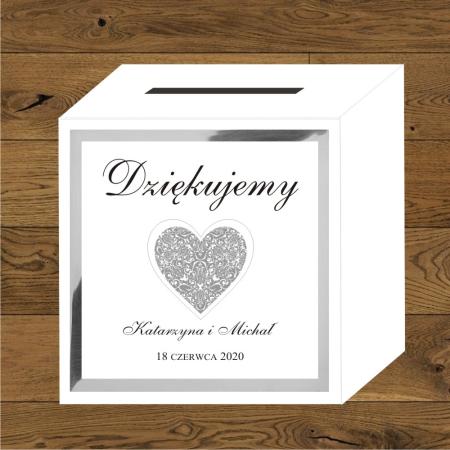 Front do pudełek na koperty Serce srebrne