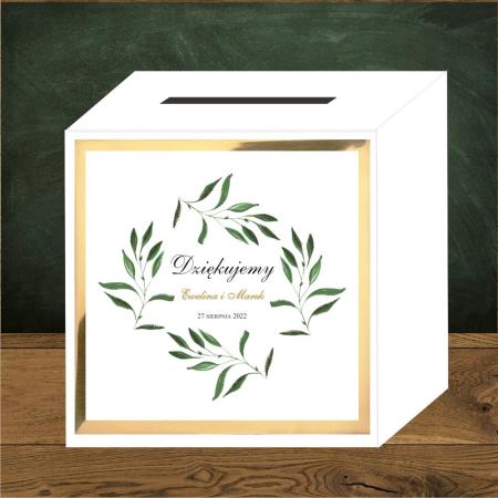 Front do pudełek na koperty Zielone gałązki delikatne złoty mirror