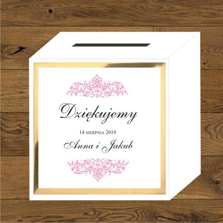 Front do pudełek na koperty Oliwia róż i złoty mirror