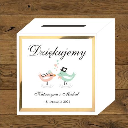 Front do pudełek na koperty Ptaszki losoś i mięta